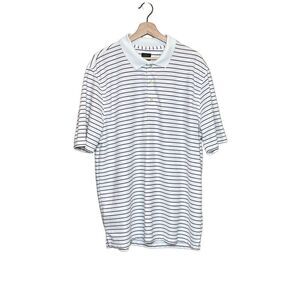 Greg Norman white with purple striped golf polo size L